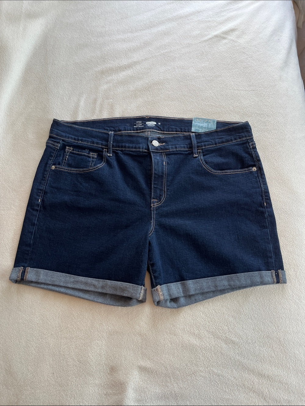 Old Navy Dark Indigo Cuffed Jean Shorts